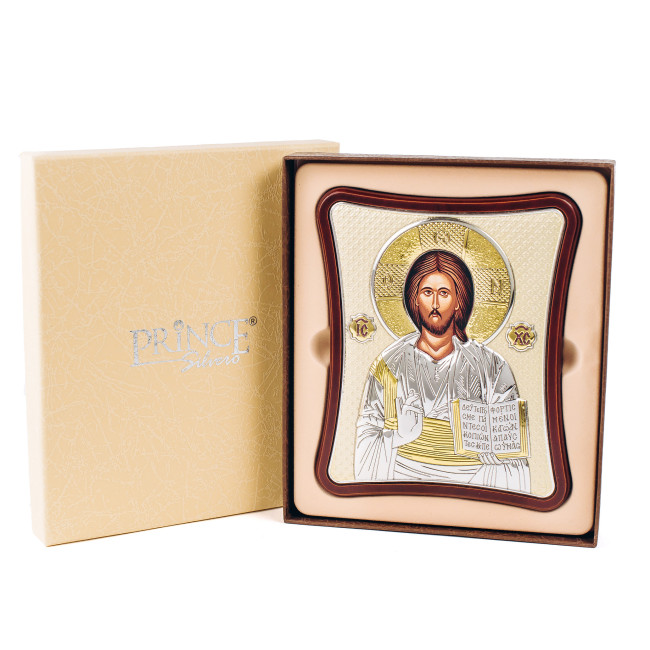 Ікона Ісуса Христа 15x20см на дерев'яному витягнутому кіоті з позолотою