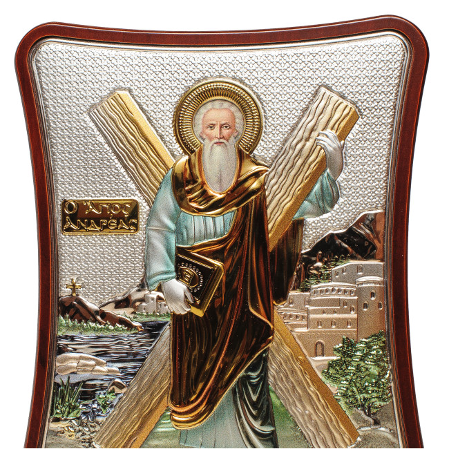 Срібна Ікона Святого Андрія Первозваного на 15х20см продовгуватому кіоті