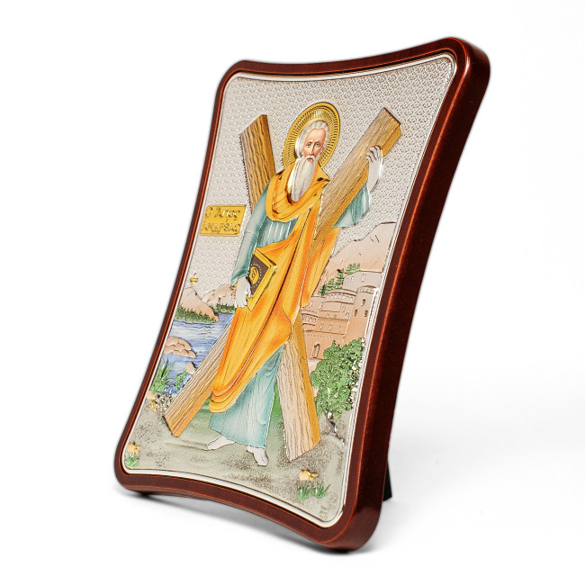 Срібна Ікона Святого Андрія Первозваного на 15х20см продовгуватому кіоті