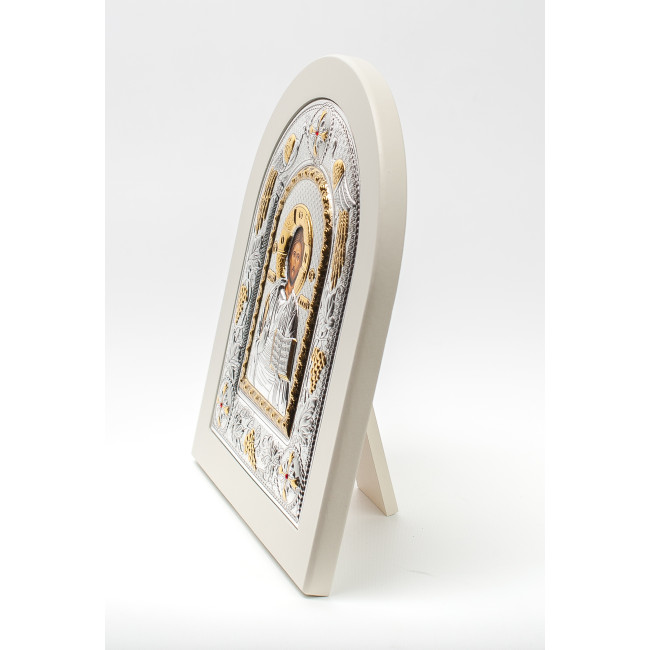 Икона Иисуса Христа 24x29см арочной формы на белом дереве