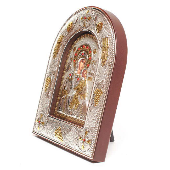 Страсна (Неустанної Допомоги) Ікона Божої Матері 20x25см під склом аркової форми на дереві