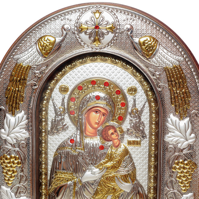 Страсна (Неустанної Допомоги) Ікона Божої Матері 20x25см під склом аркової форми на дереві