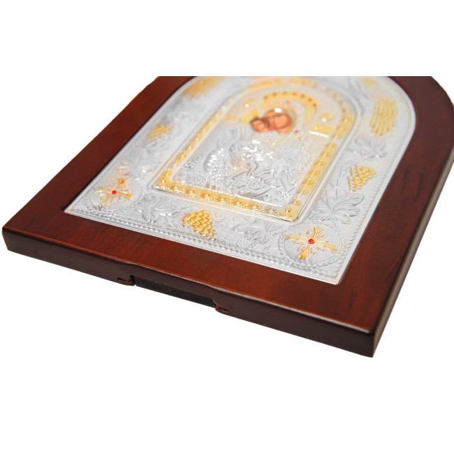 Божа Матір Кікська Милостива з Греції 18х22 см у коричневому дереві