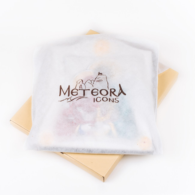 Ікона Святе Сімейство 9,5x12,5см з різнобарвною емалью в срібній рамці з позолотою 