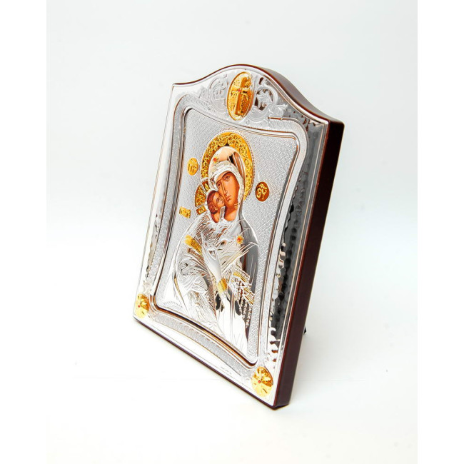 Вишгородська Ікона Божої Матері 15,5x19,5см в срібній рамці з позолотою 