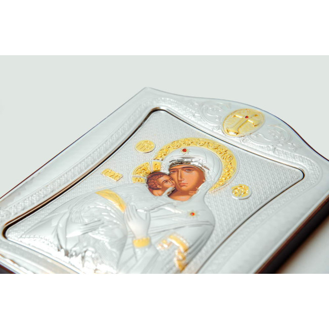 Вишгородська Ікона Божої Матері 15,5x19,5см в срібній рамці з позолотою 