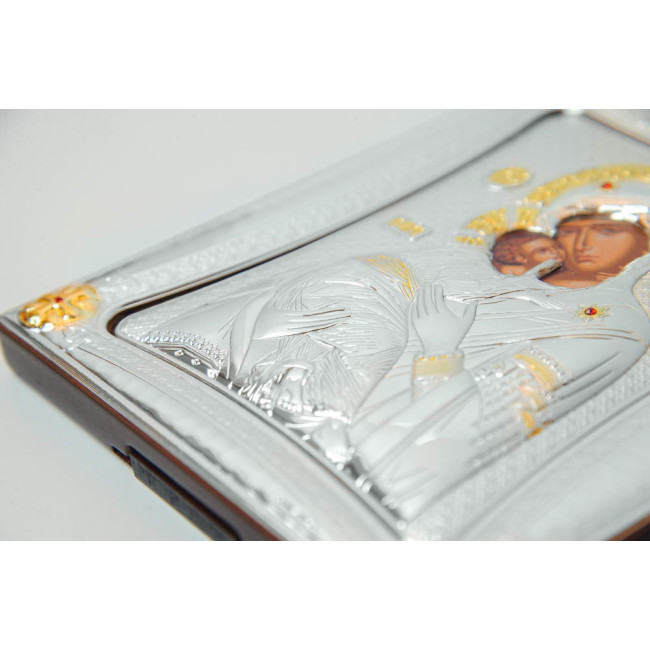 Вишгородська Ікона Божої Матері 15,5x19,5см в срібній рамці з позолотою 