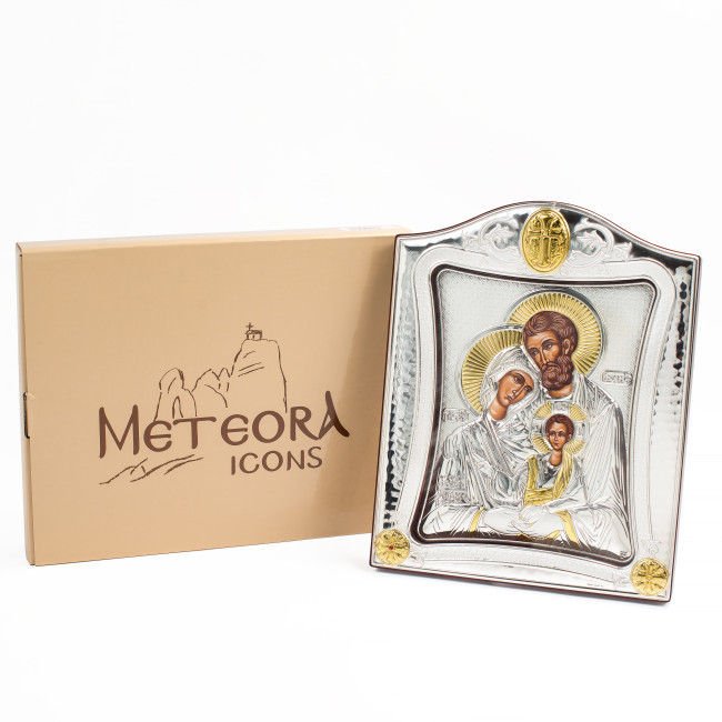 Срібна Ікона Святе Сімейство 20x25см під склом в срібні рамці MA/E3405/1X-K