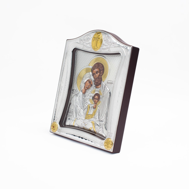 Срібна Ікона Святе Сімейство 20x25см під склом в срібні рамці MA/E3405/1X-K