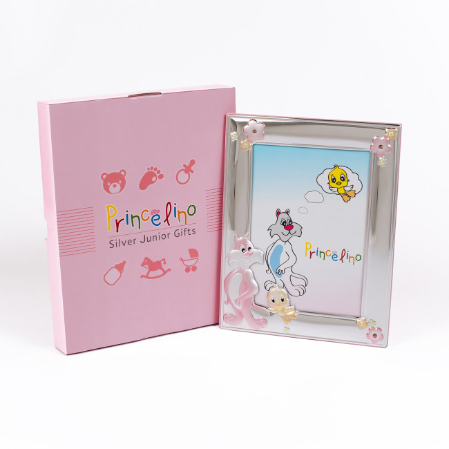 Дитяча фоторамка 13x18см для дівчинки зі сріблом (Греція)