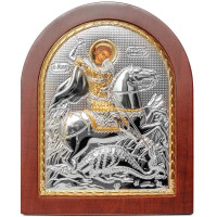 Св. Юрій (Георгій) Змієборець 20х25см арочної форми на дереві