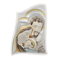 Срібна ікона "Свята Сім'я" 26,5x34,5см вкрита різнокольоровою ювелірною емаллю