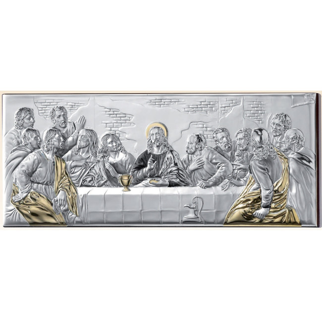 Ікона Таємна Вечеря 30x13см в сріблі з позолотою 