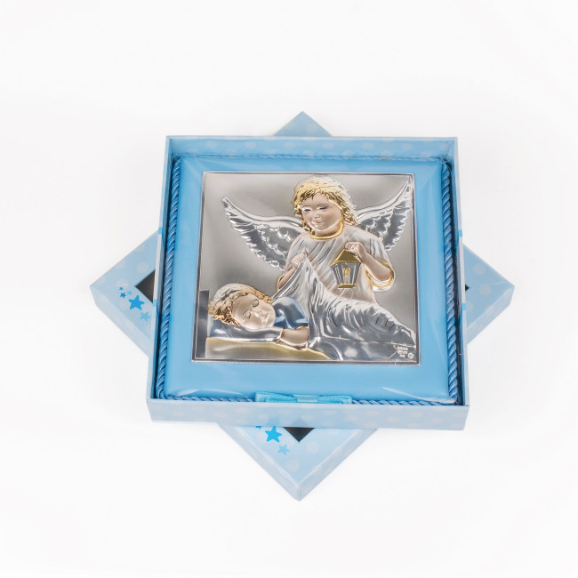 Икона для ребенка. Ангел Хранитель 14х14см на розовой подушечке с музыкой