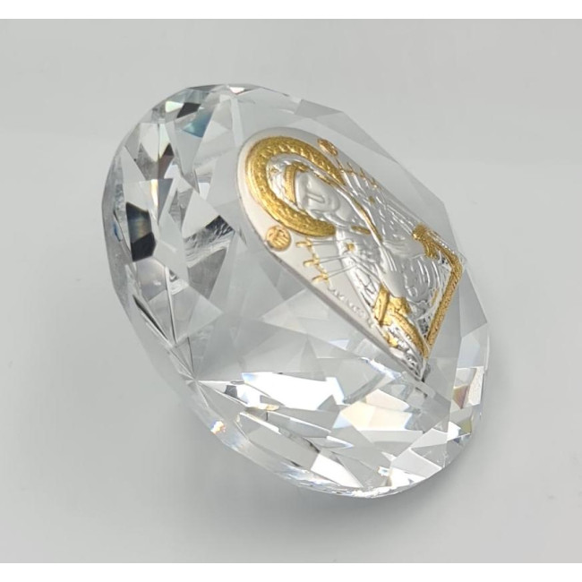 Срібна ікона Семистрільна Божа Матір в кришталі 6,1х6,1 см 