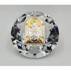 Срібна ікона Семистрільна Божа Матір в кришталі 6,1х6,1 см 