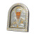 Святий Миколай 21х26 см, Срібна Ікона під Склом обтягнута темною шкірою (Греція)