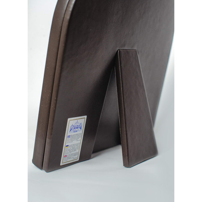 Святий Миколай 21х26 см, Срібна Ікона під Склом обтягнута темною шкірою (Греція)