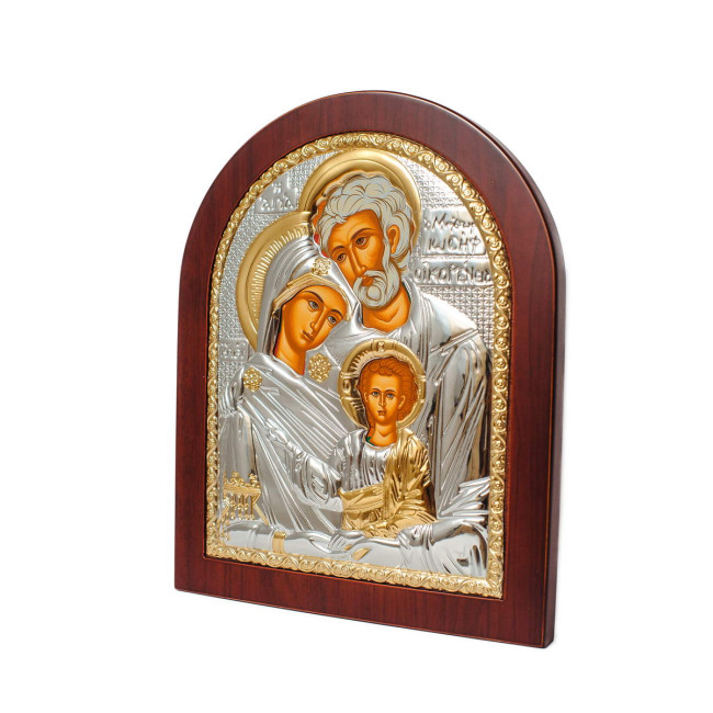 Срібна Ікона Святе Сімейство 8,1х9,7см арочної форми на дереві з рамкою EP2-015XAG/P