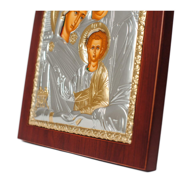 Срібна Ікона Святе Сімейство 14,7х18см арочної форми на дереві з рамкою EP4-015XAG/P