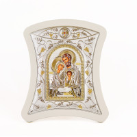 Срібна Ікона Святе Сімейство 20х25 см вигнутої форми в срібній рамці