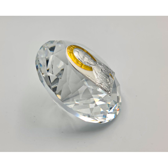 Срібна Ікона у Кришталі Спаситель Ісус 6,1х6,1см у формі кристала