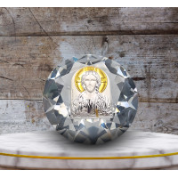 Срібна Ікона у Кришталі Спаситель Ісус 6,1х6,1см у формі кристала