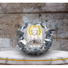 Срібна Ікона у Кришталі Спаситель Ісус 6,1х6,1см у формі кристала