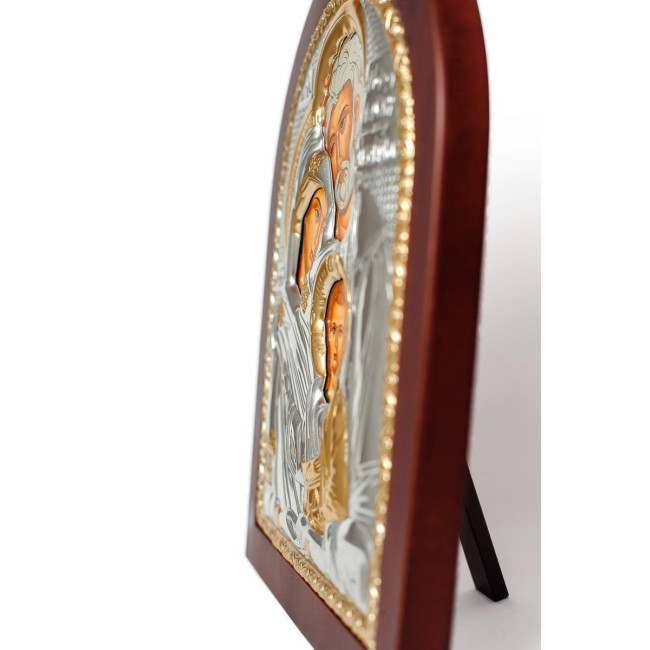 Срібна Ікона Святе Сімейство 10,7х12,8см арочної форми на дереві з рамкою EP3-015XAG/P