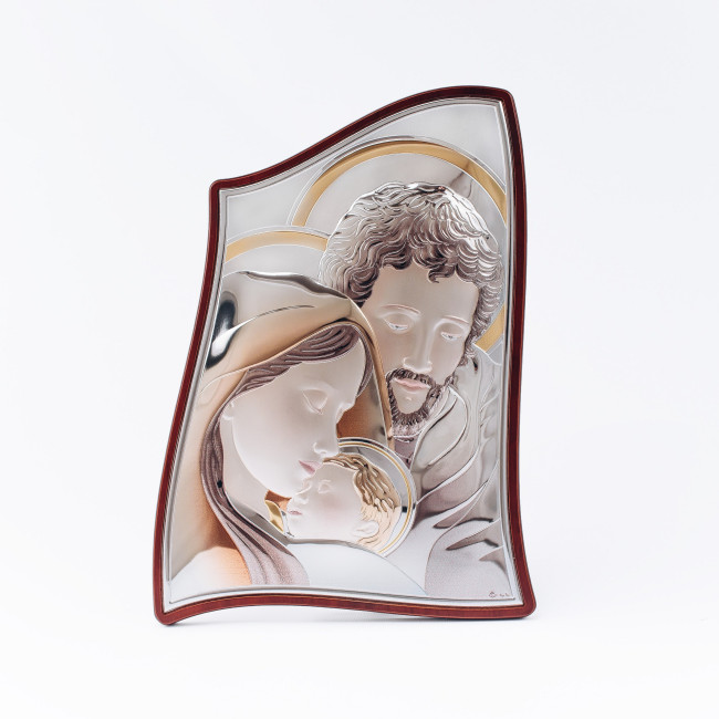 Ікона "Святе Сімейство"  6х7,5см срібний оклад, вкритий емаллю