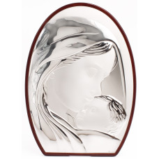 Ікона срібна "Марія з немовлям" у католицькому стилі 8х11cм