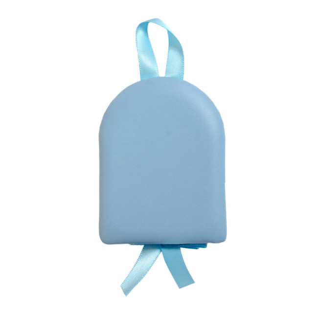 Серебряная детская иконка на синей подушечке (7 х 9см)