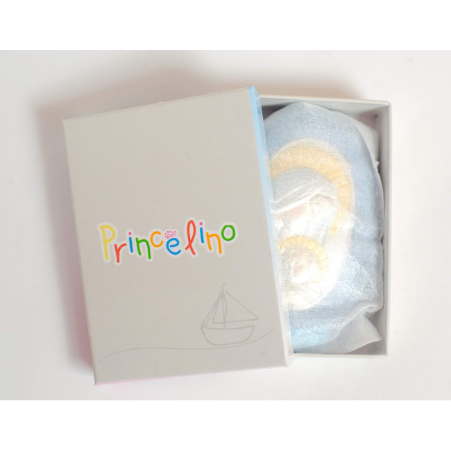 Серебрняная детская иконка 7х9см на розовой подушечке