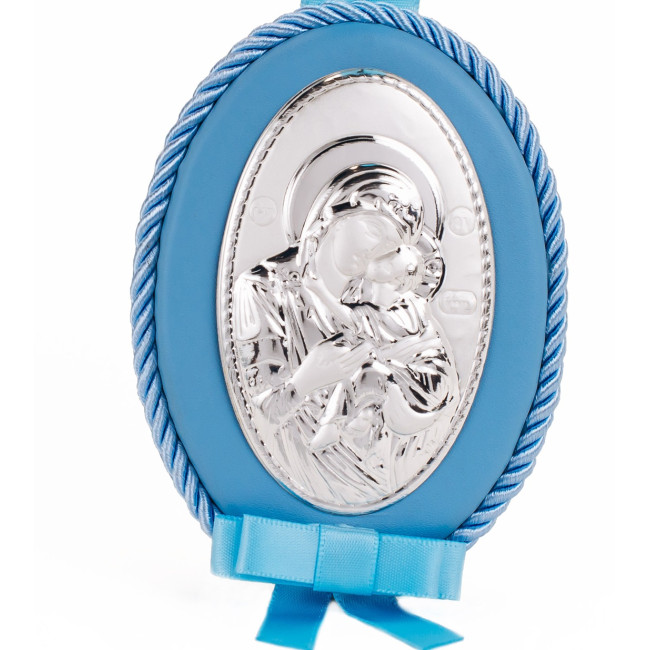 Божья Матерь Умиление  8X11 Детская Иконка на синей подушечке