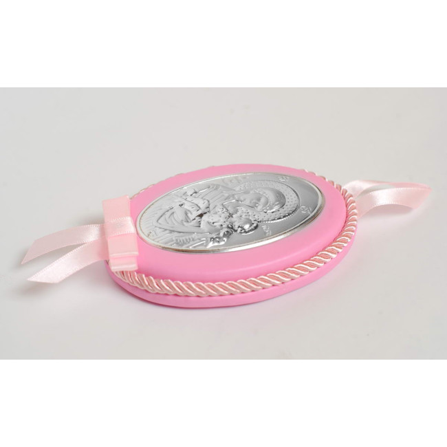 Дитяча Іконка на рожевій подушечці Божа Матір Розрада та Втіха 8х11см