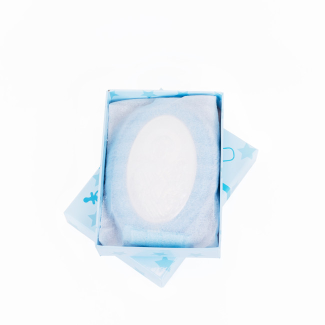 Детская Иконка на синей подушечке Скоропослушница Божия Матерь 8х11см в серебре