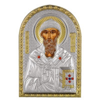 Срібна Ікона Святий Спиридон 10х14см аркової форми на пластиковій основі
