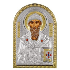 Срібна Ікона Святий Спиридон 10х14см аркової форми на пластиковій основі