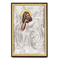 Серебряная Икона Святого Ильи 4х6см на деревяном киоте