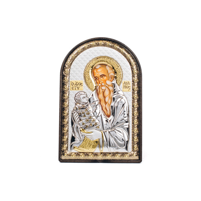 Срібна Ікона Святий Стиліанос 10х14см аркової форми на пластиковій основі
