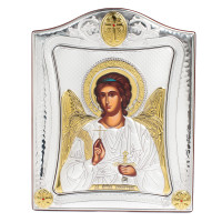 Икона Ангела Хранителя 20x25см в серебряной рамке с позолотой 