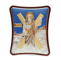 Серебряная Икона Святого Андрея Первозванного  15x20см украшена позолотой на вытянутом киоте