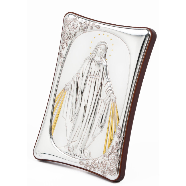 Срібна Ікона Божої Матері Непорочне Зачаття 7х10см