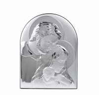 Срібна ікона Свята Сім'я із позолотою аркової форми 10,4х8,3см без рамки