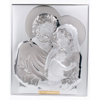 Срібна ікона Свята Сім'я прямокутної форми 18х15 см без рамки