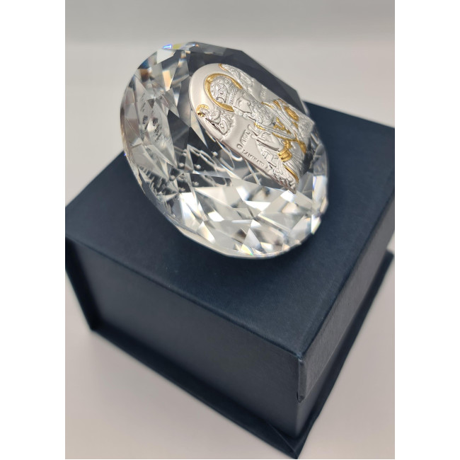 Ікона Миколая Чудотворця срібна в кришталі 6,1х6,1 см