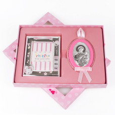 Подарунковий набір срібна рамка для фото 9,2 х12, 5 см ікона на подушечці 8х10 см