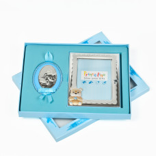Подарунковий набір срібна рамка для фото 9,2 х12,5 см ікона на подушечці 8х10 см MA/S139-2C