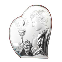 Серебряная икона "Молитва"  8,5х10,7см для мальчика