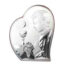 Срібна Ікона "Перше Причастя" 8,5х10,7см для хлопчика